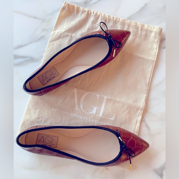 AGL Jomy Pointed Toe Ballet Flat, Cognac, Size 38 (8) - Picture 2 of 16